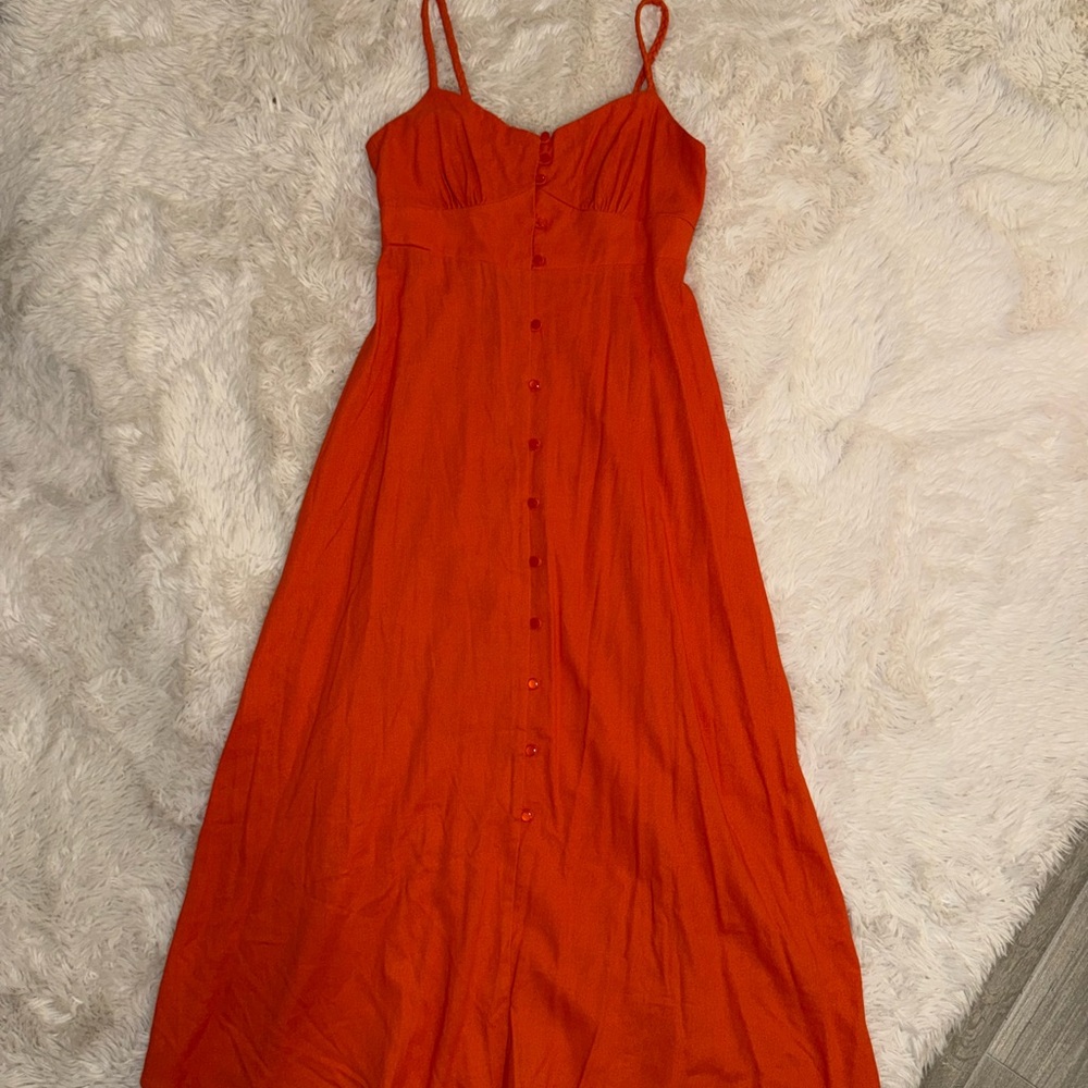 Elegant Orange Monteau Button-Down Dress